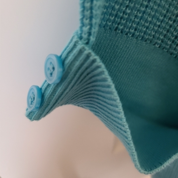 TRÏBE Cotton Blend 3/4 Sleeve Open Knit Turquoise Sweater Size Medium - Picture 3 of 4